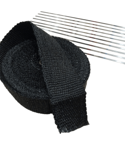10m Black Exhaust Wrap with 10 Stainless Ties