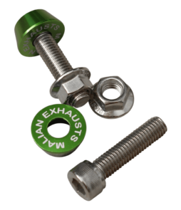M10 Stainless Cap-Head Bolt, Green Washer and Flanged Nut Kit