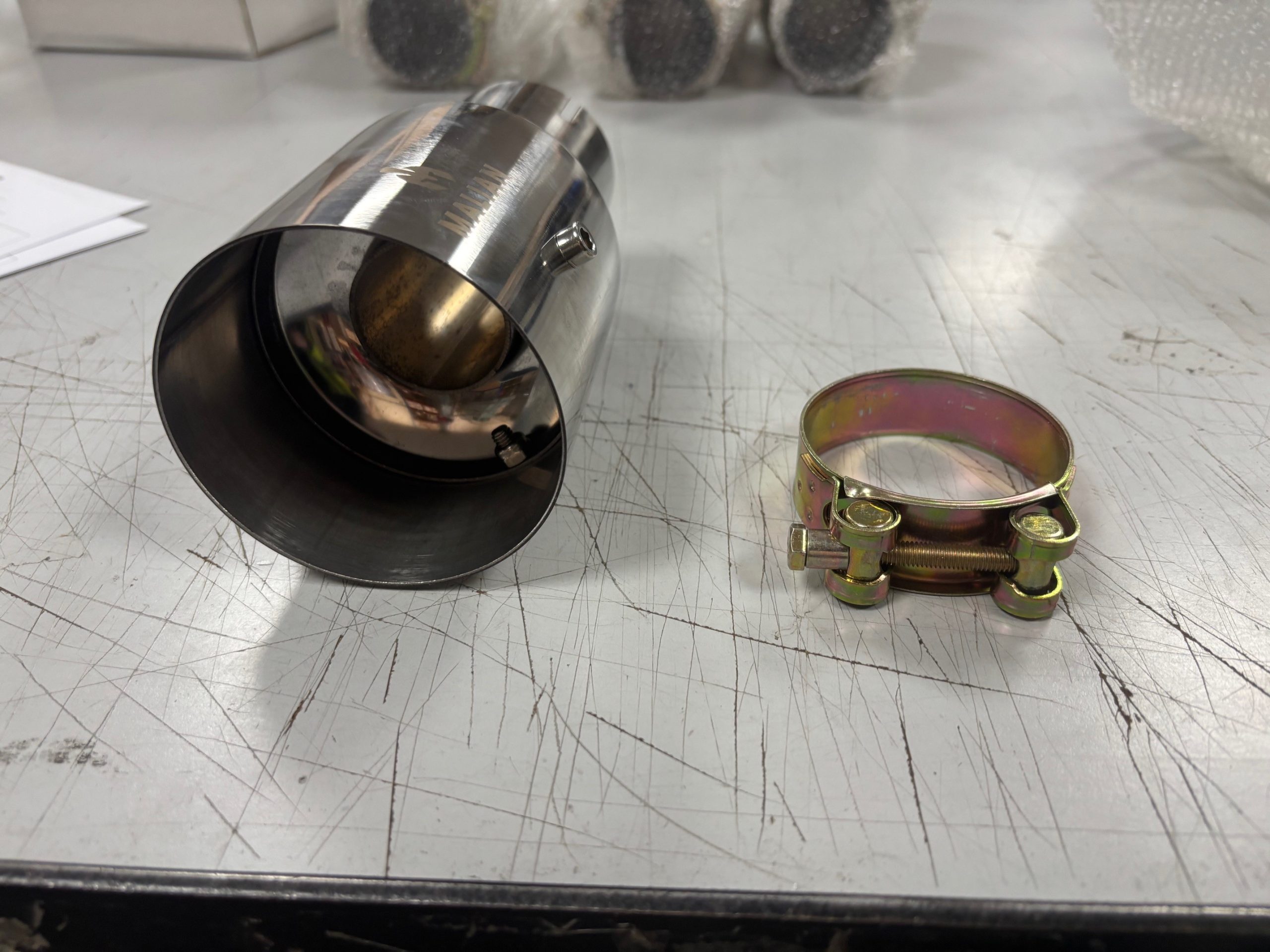 60mm ID Inlet 4" Outlet MAL-157/8 Extra Quiet Tailpipe